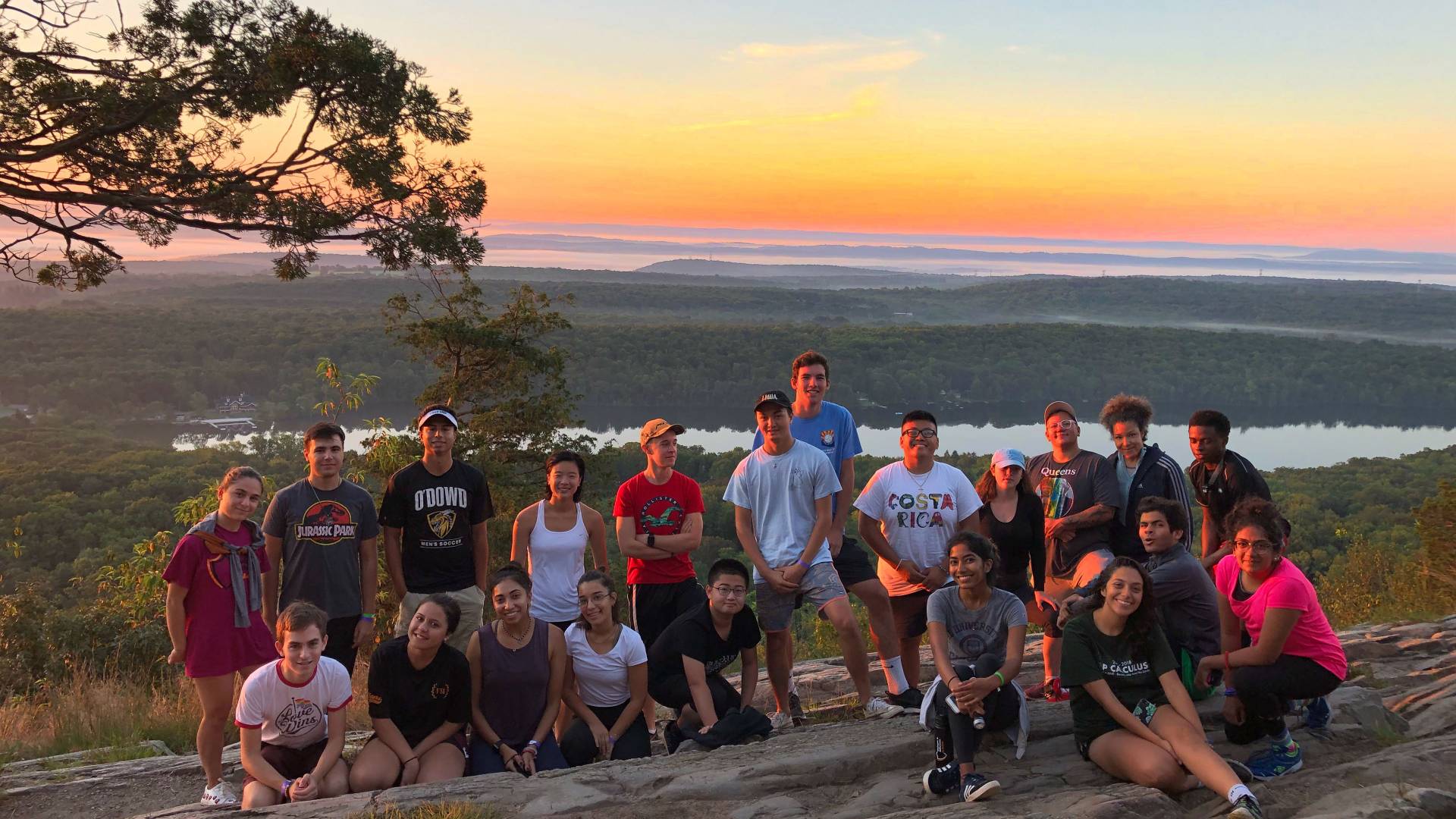 Students posing after a sunrise hike