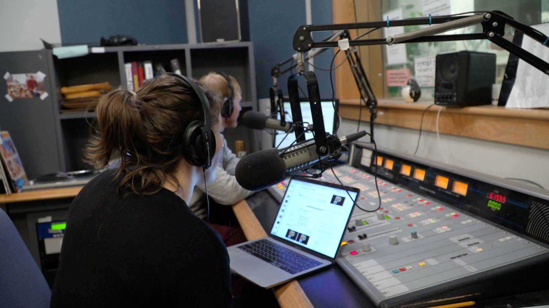 Stevie Bergman and Brian Kraus in WPRB studios broadcasting their radio show
