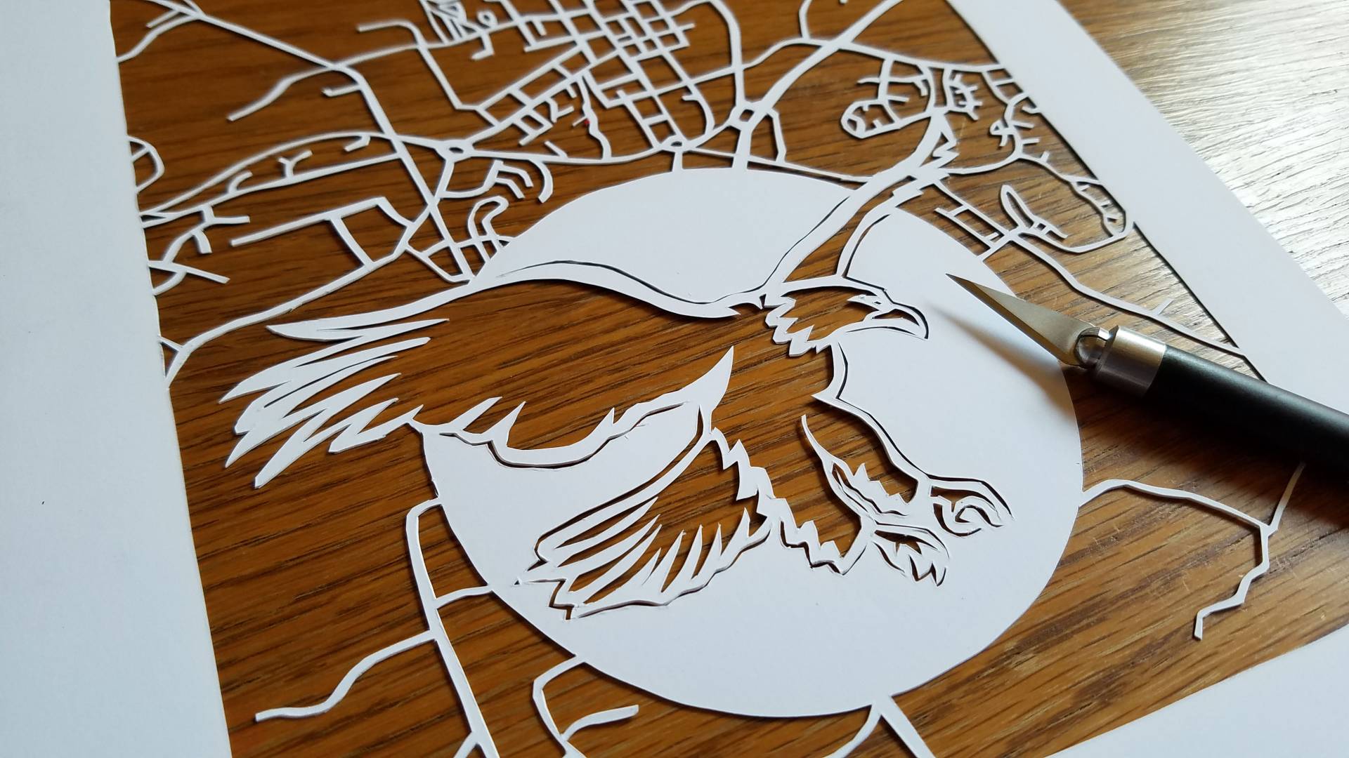 Paper cut art of an eagle