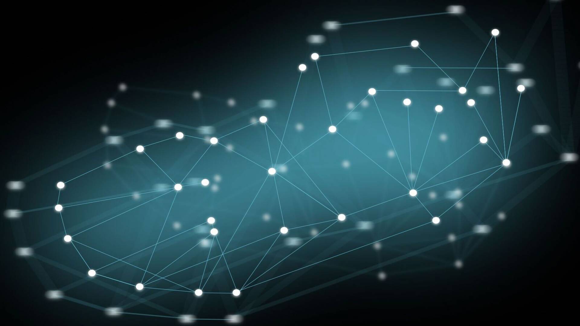 Lines and dots connected in visual representation of blockchain