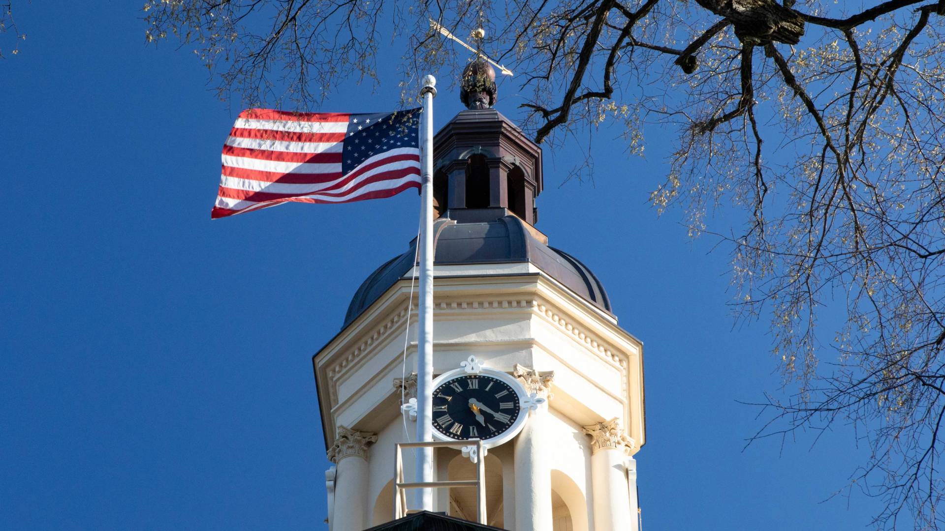 Nassau Hall with flag