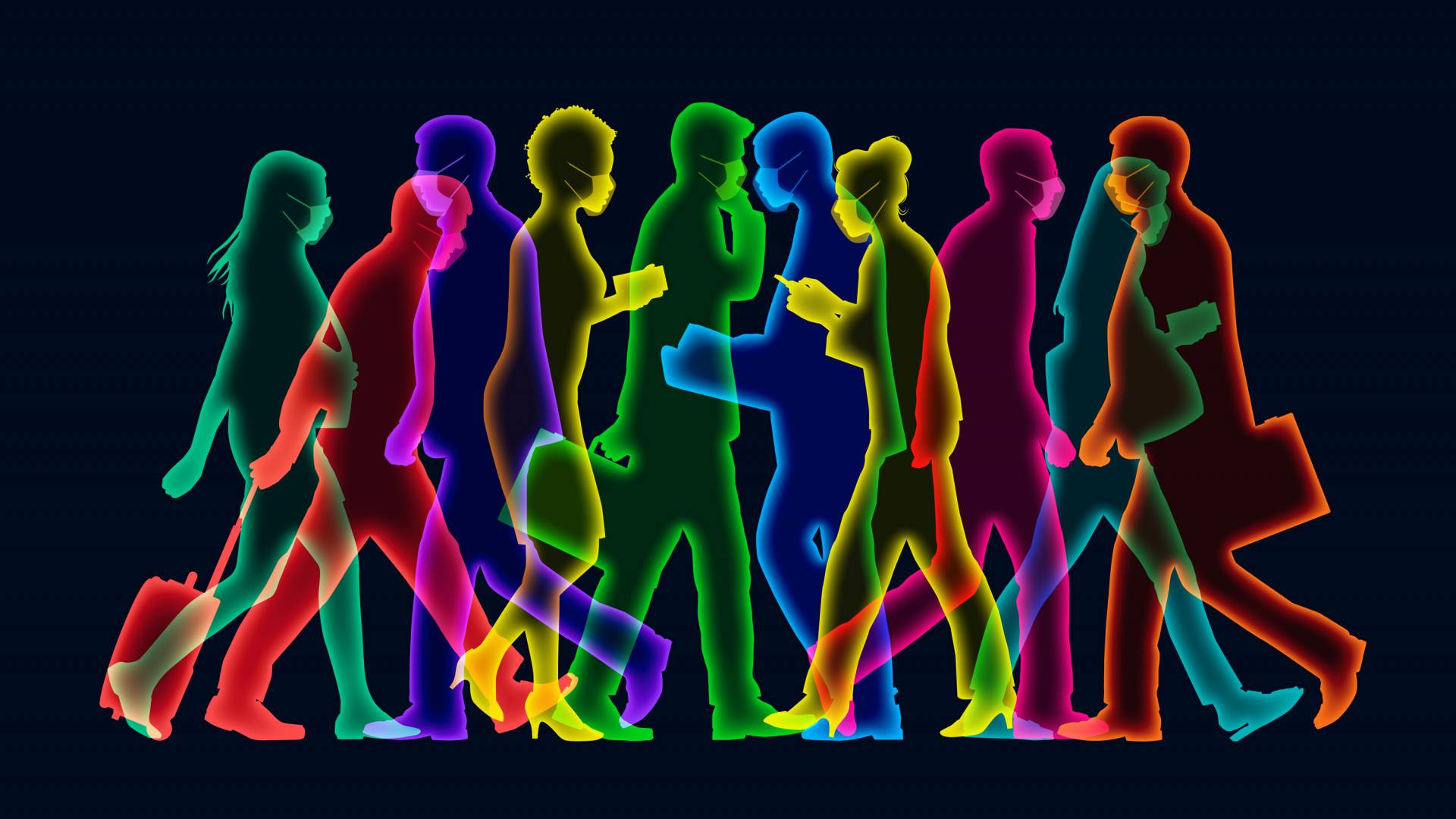 illustration of people with masks