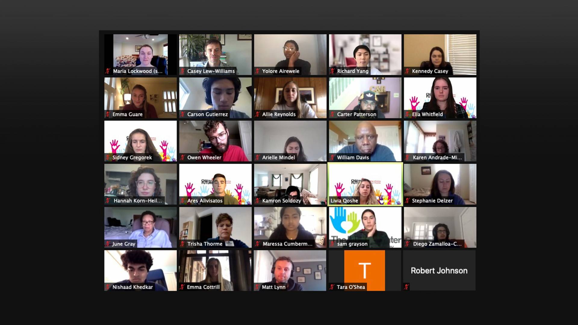 Screenshot of  a zoom class meeting