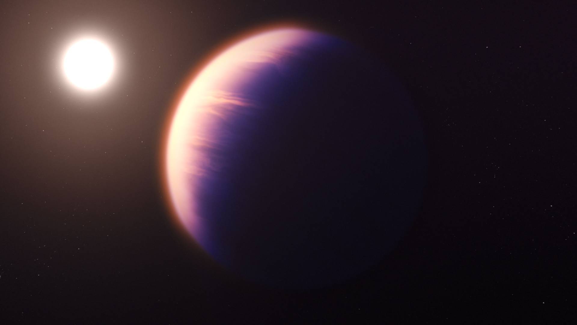 A planet glows in the light of a nearby sun.