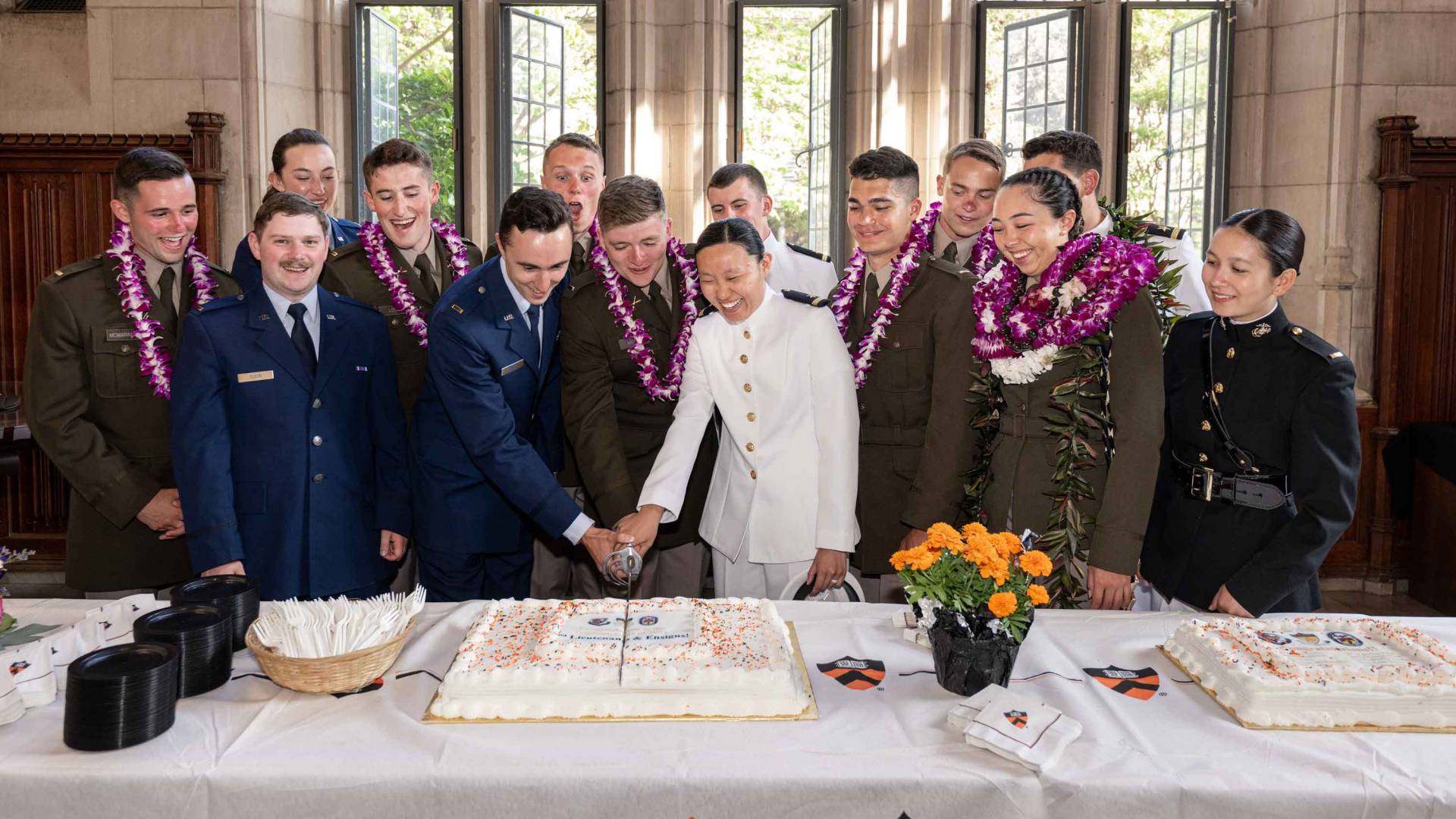 New ROTC cadets cutting cake