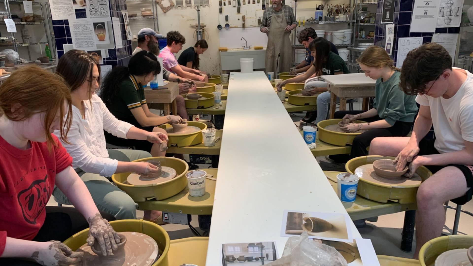 Students at a ceramics workshop