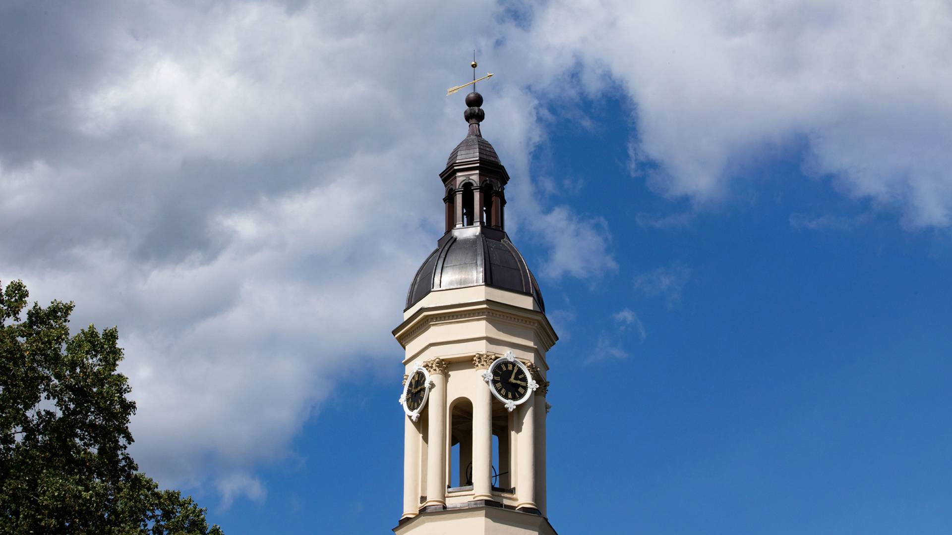 Nassau Hall cupola against a blue sky
