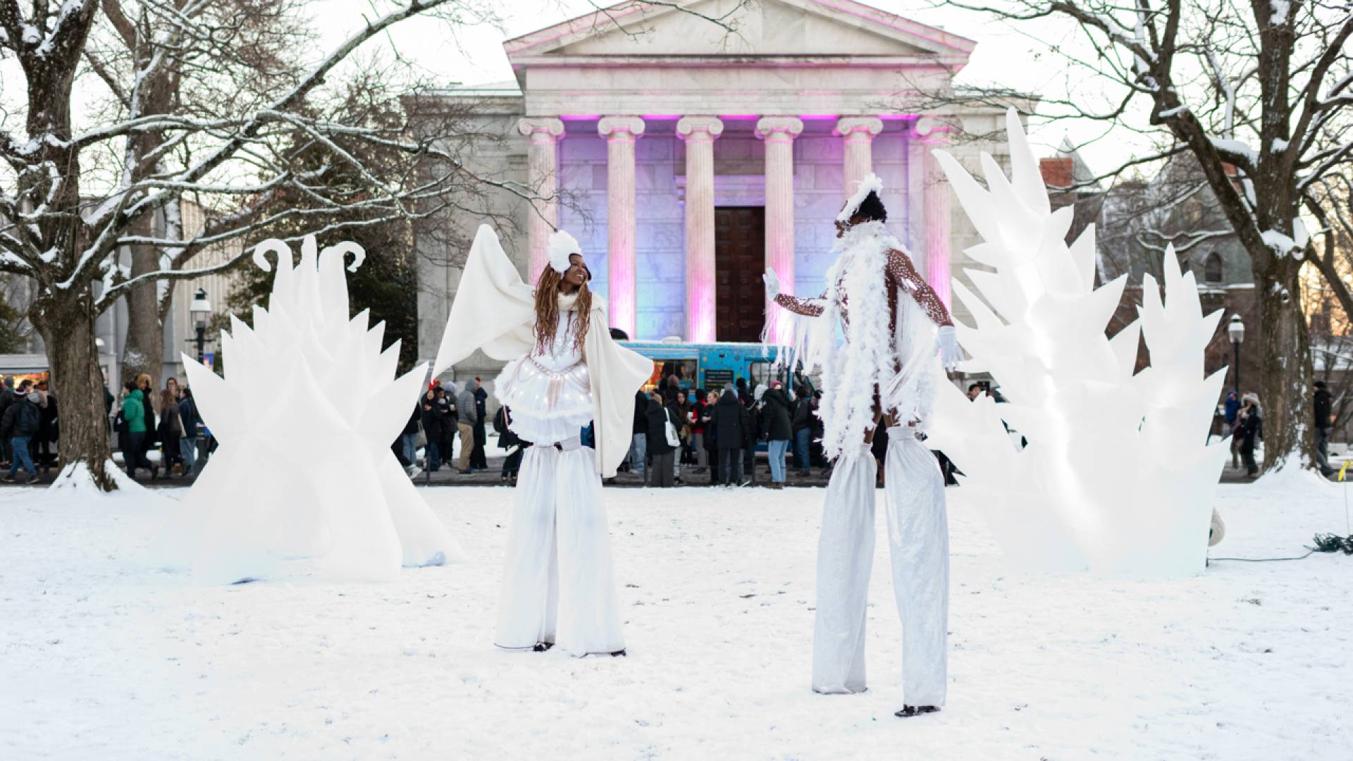The Wintersession Kick-off Festival on Cannon Green featured local performers, bonfires, food trucks and ice sculptures. 