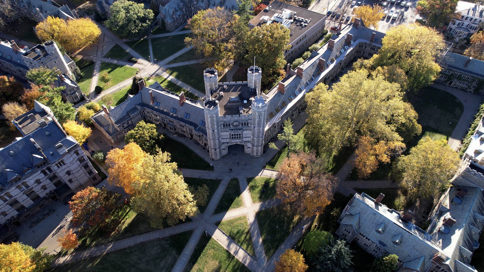 Aerial view of Princeton's campus