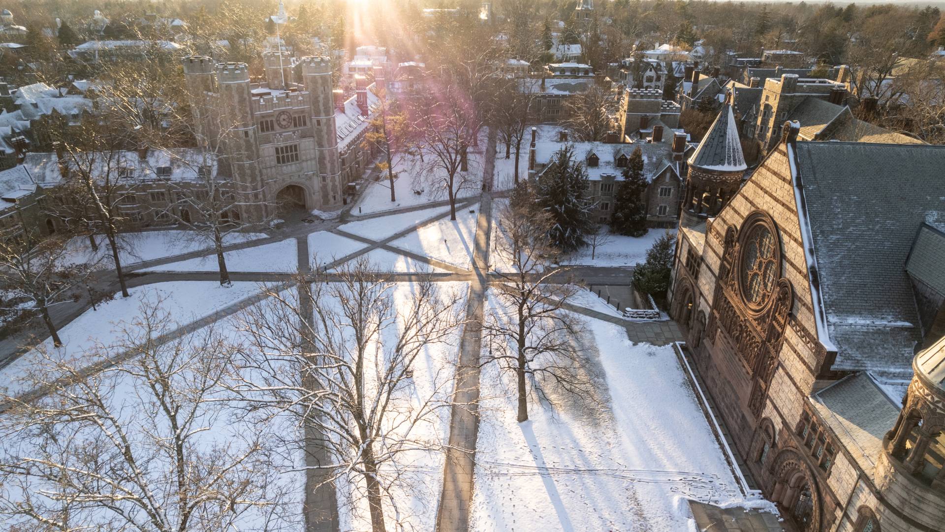 The Princeton campus with a dusting of show.