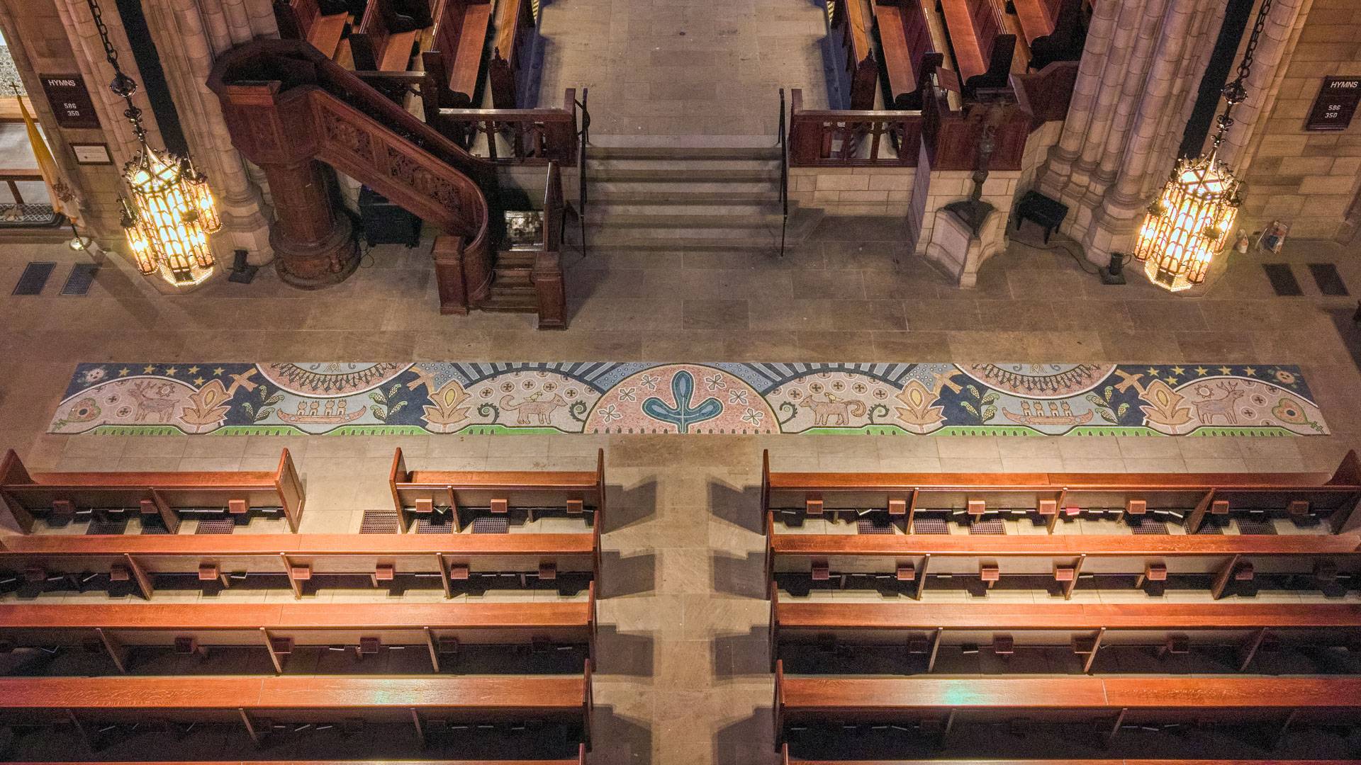 An overhead view of the new mosaic