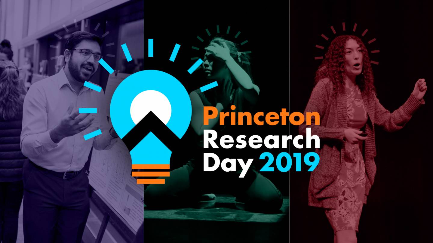 Three images of presenters with the Princeton Research Day 2019 logo overlaid on top of them