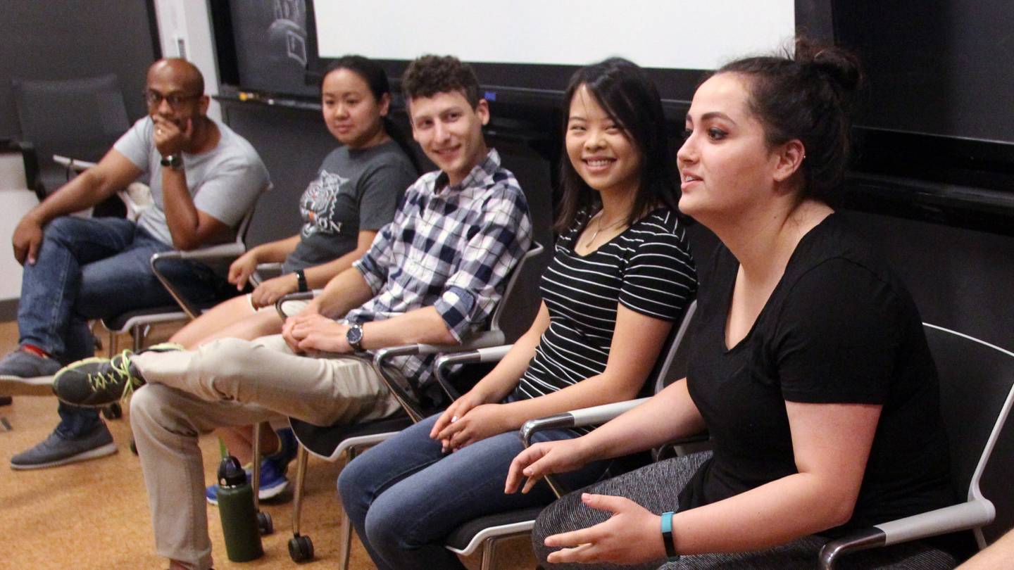 PUMA students participated in a panel discussion with assistant professor Sujit Datta and members of his research group, who shared their own stories of “how we got to where we are.”