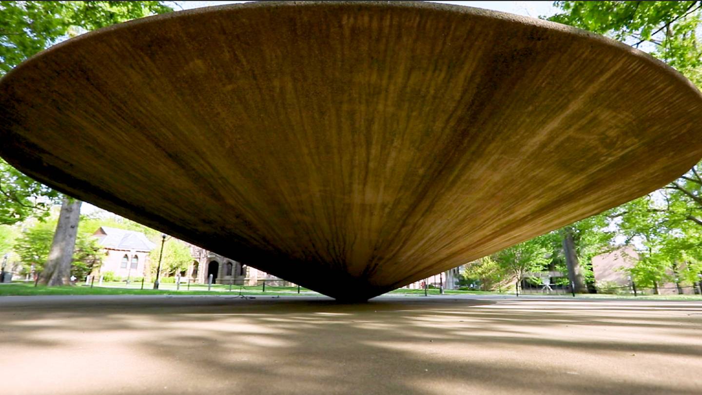 worm's eye view of sculpture, "Table"