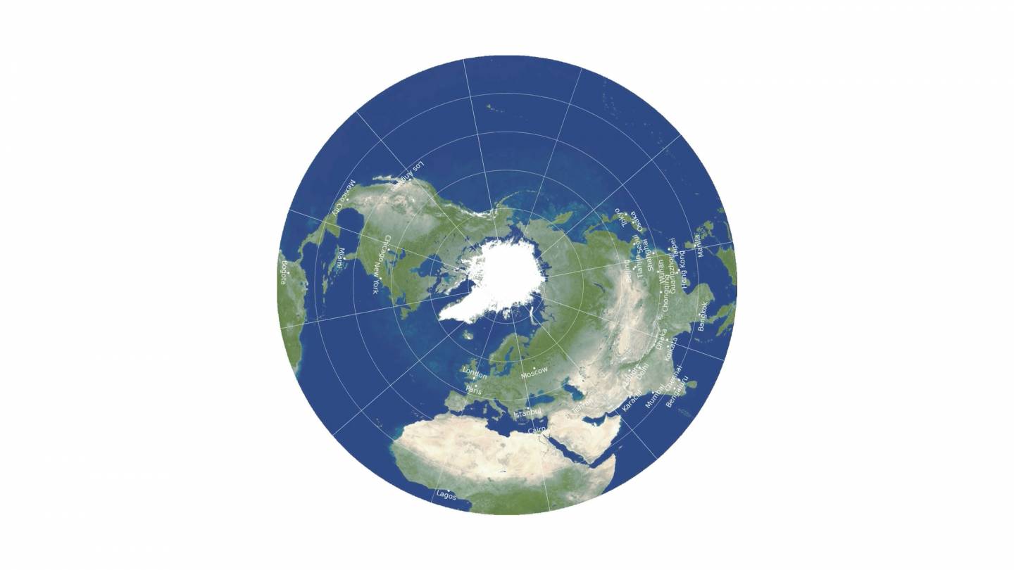 An animation of a 2 sided map of earth