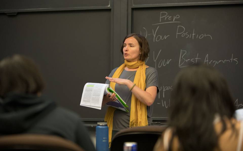 Maria Medvedeva, a lecturer in the Princeton Writing Program, teaching