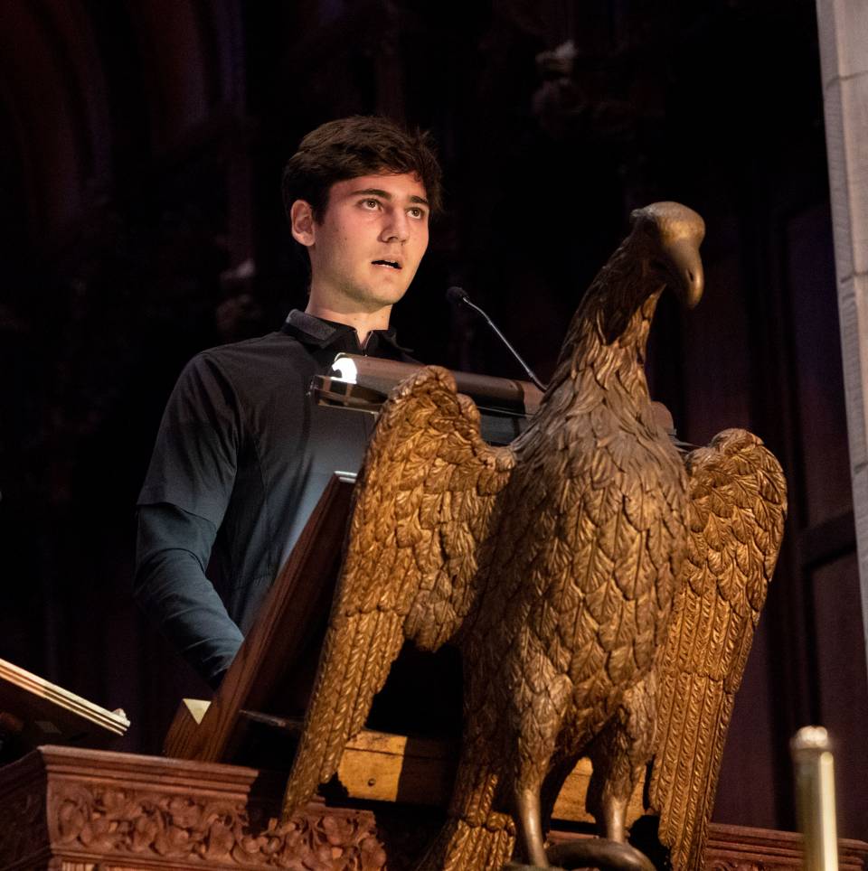 Hamza Hashem at Chapel podium