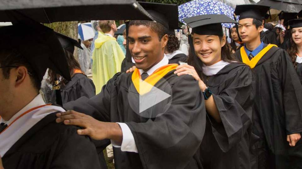Commencement 2015 video highlights graduates in a line