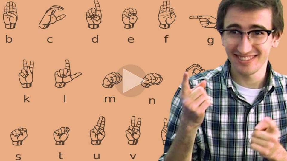 American Sign Language at Princeton Colin Lualdi with ASL alphabet in the background