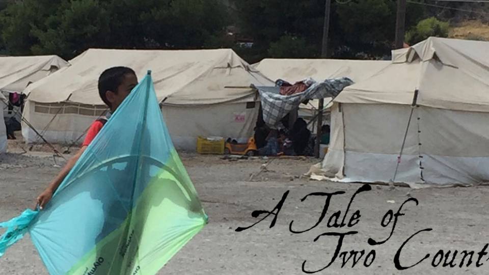 "A Tale of Two Countries": Greece - boy with kite at Schisto camp