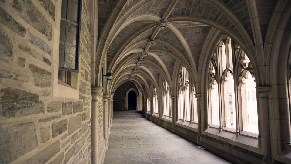 Long breezeway with arches