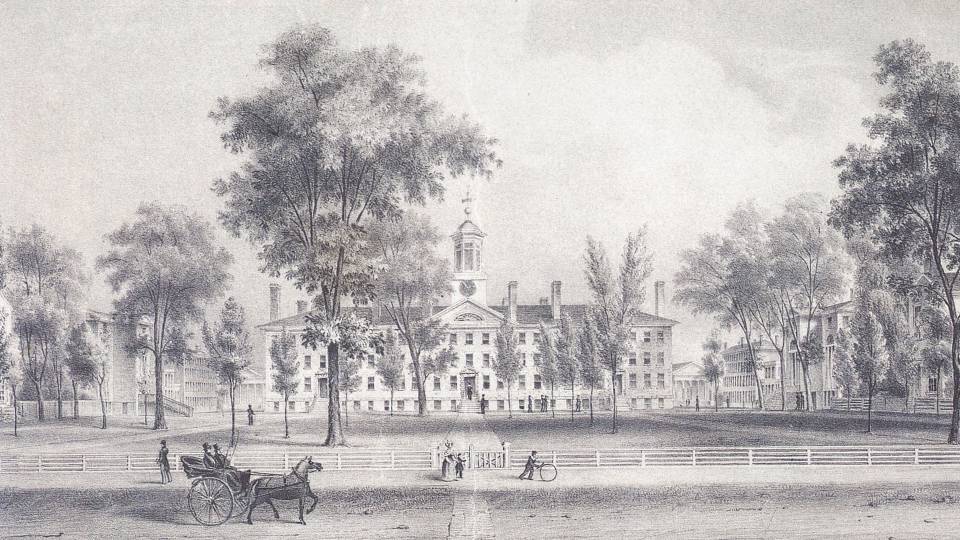 Lithograph of Nassau Hall in 1837