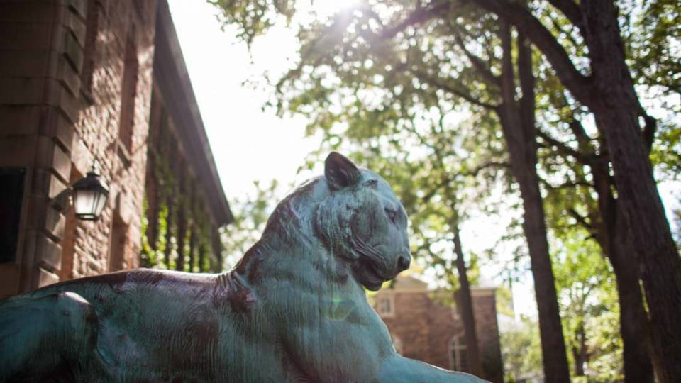 Tiger statue outside Nassau Hall