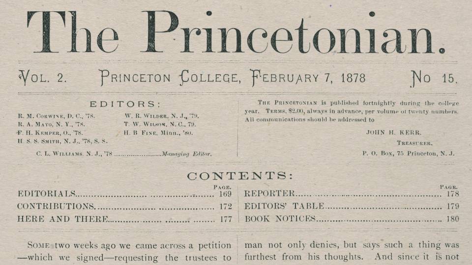 Early edition of the Daily Princetonian from 1878