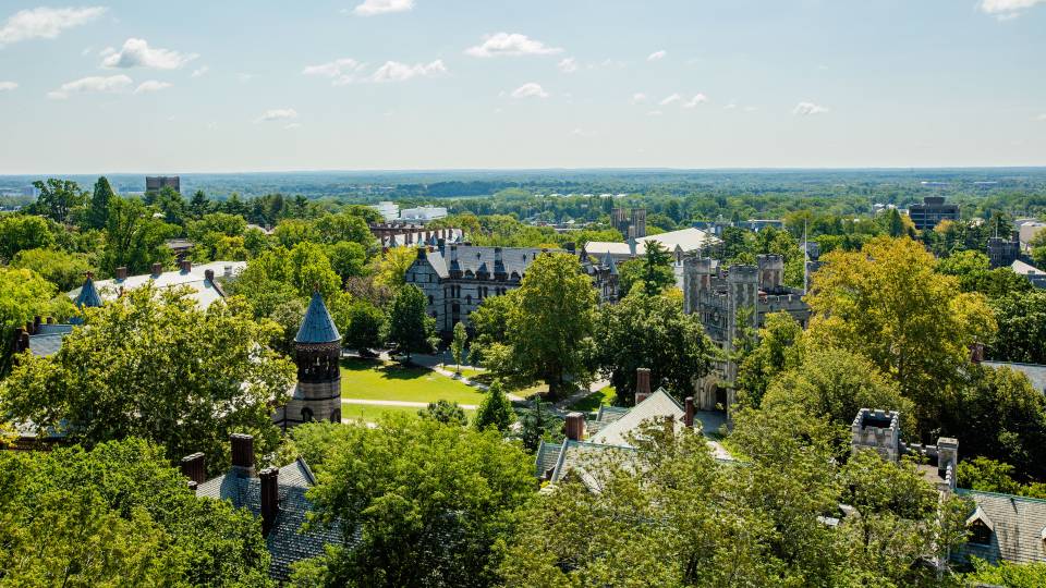 Aerial view of campus from Holder Tower