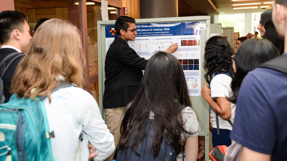 Rohan Shah presenting his poster at Princeton Research Day