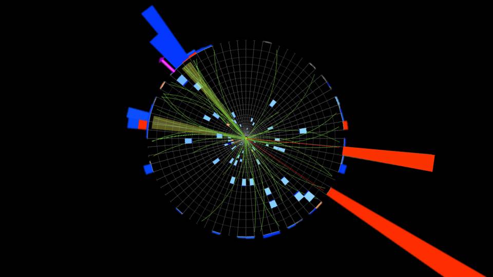 A graph showing the Higgs boson decaying
