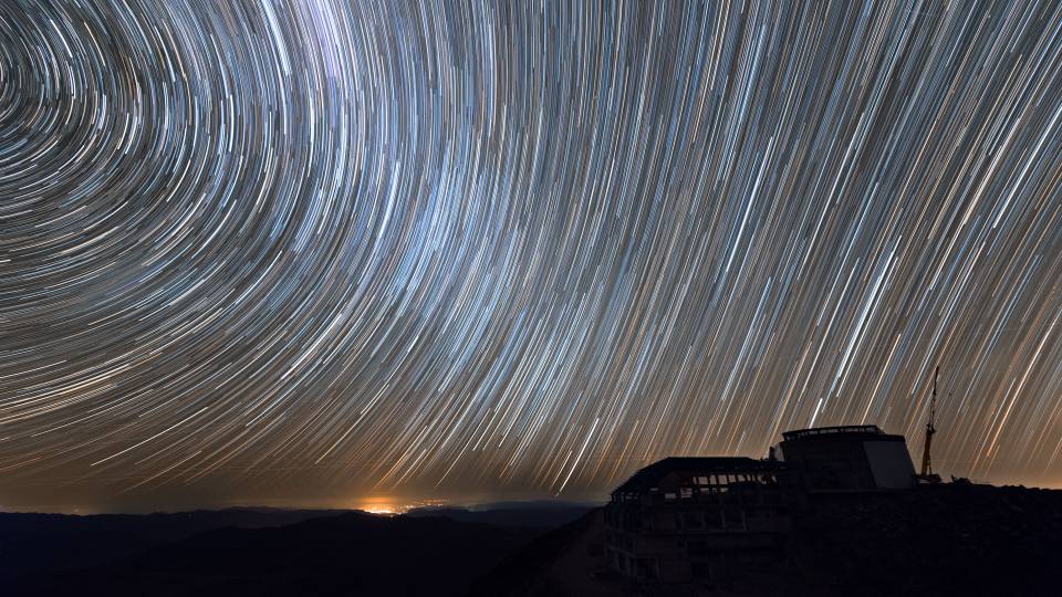 Long exposure photo of night sky