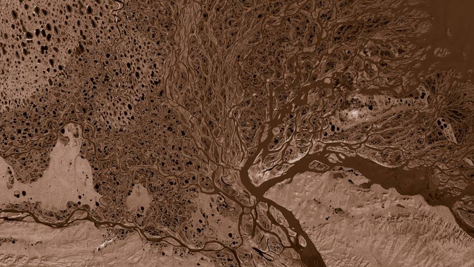 NASA satellite imagery of the Lena River delta