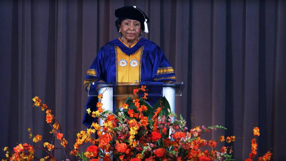 President Ruth Simmons delivering Baccalaureate remarks