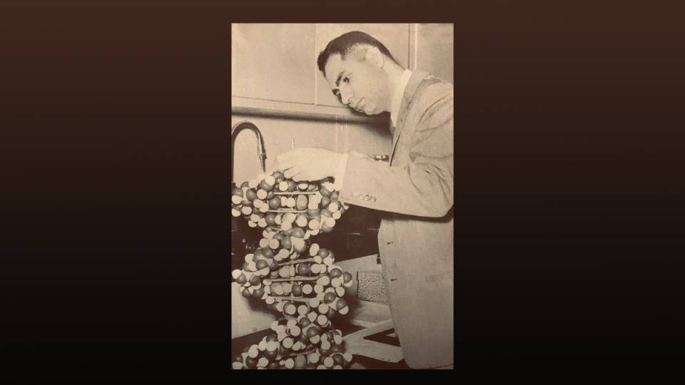 Jacques Fresco constructing a model of DNA