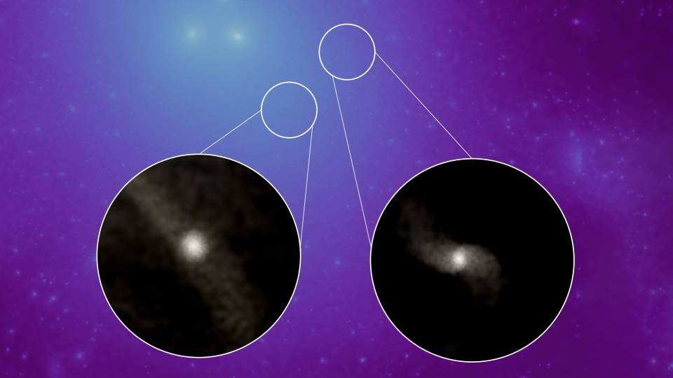 two closeups of bright spots surrounded by halo of grey