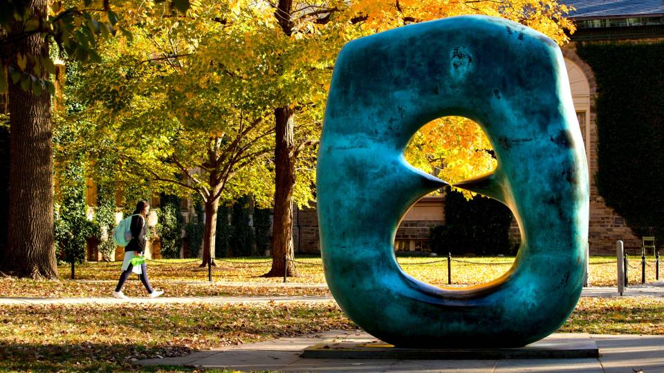 Oval with Points by Henry Moore in autumn