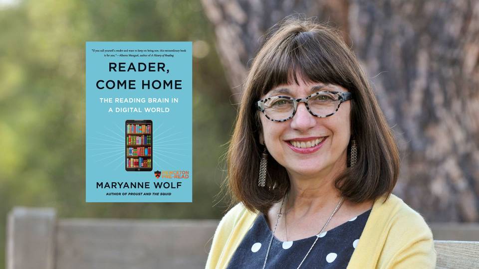 Maryanne Wolf with inset of her book 