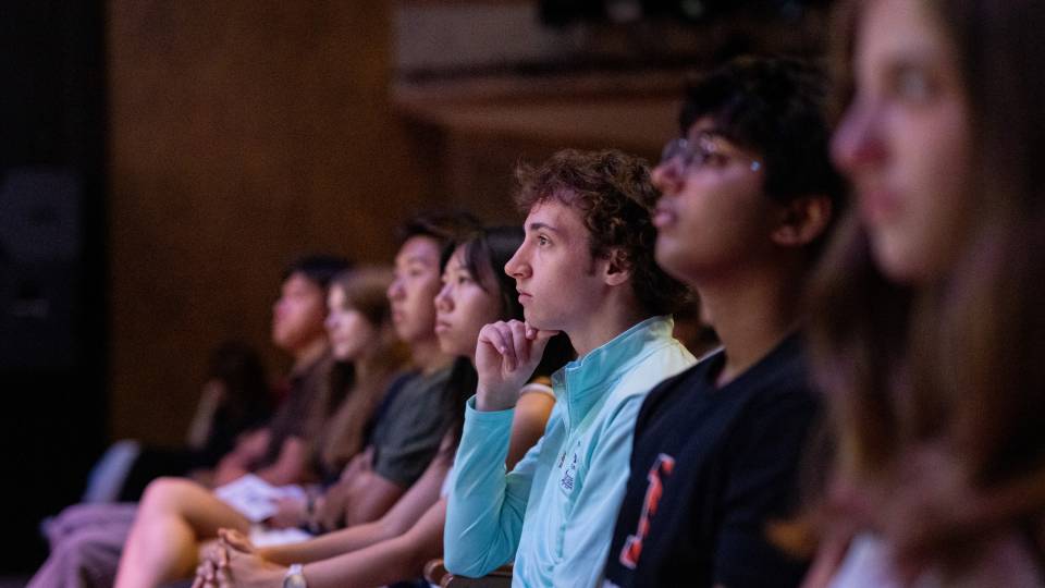 Students in the audience of the free expression event during Orientation