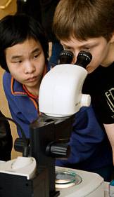 boys with microscope