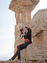 Rachel Poser photographing ruins