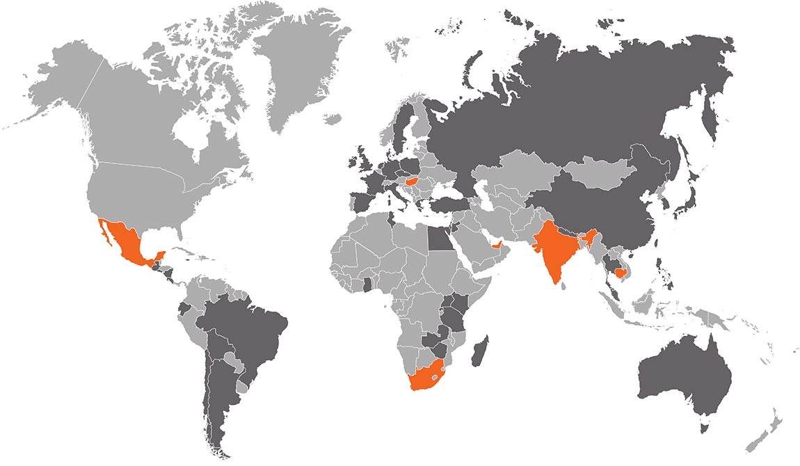 International Internships map