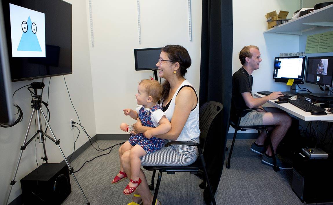 Casey Lew-Williams Baby Lab: Clara Mas with mother Rebecca Rainof and research assistant Nick Tippenhauer