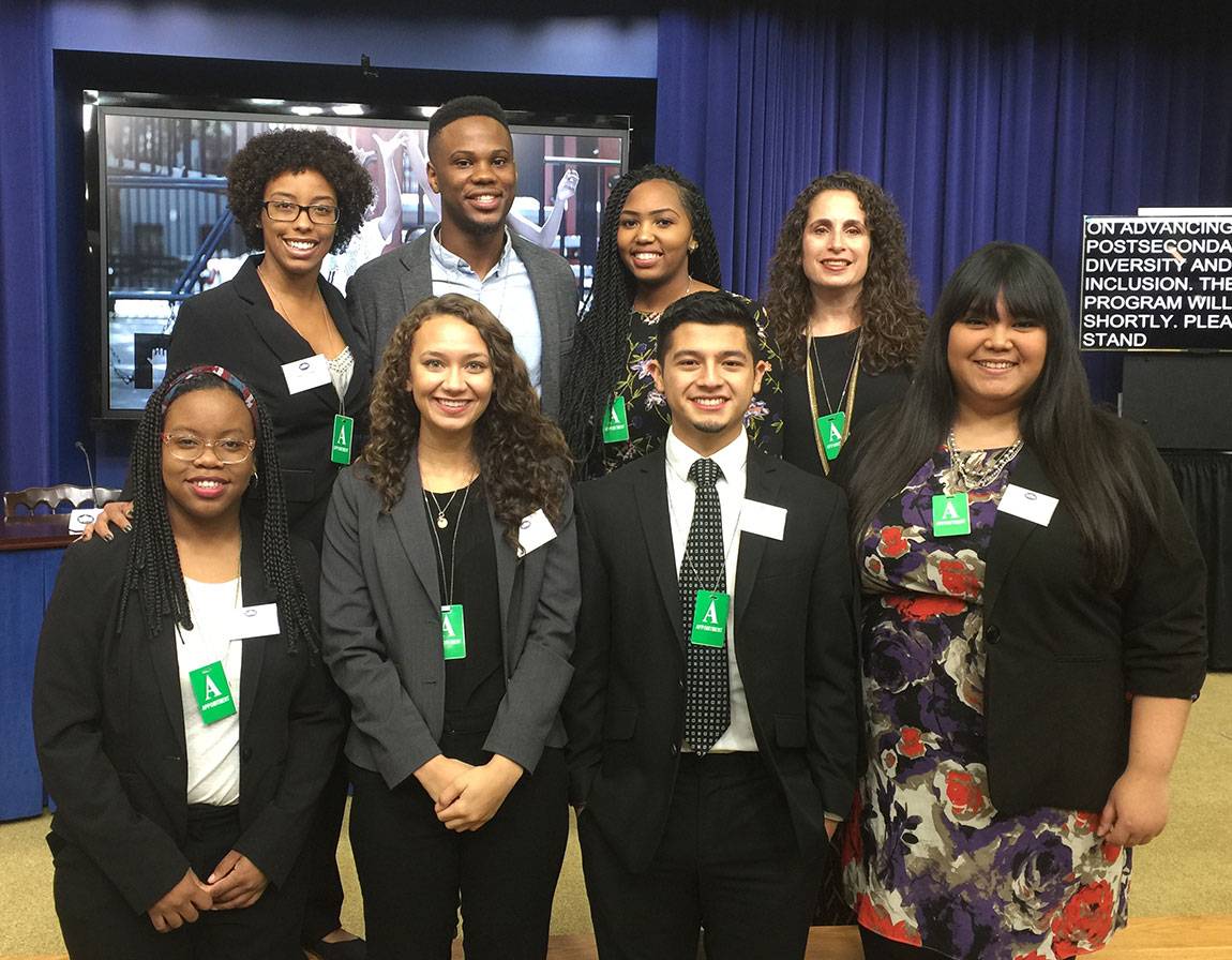 Carchi (first row, second from right) is a scholar with the nonprofit Leadership Enterprise for a Diverse America (LEDA) program