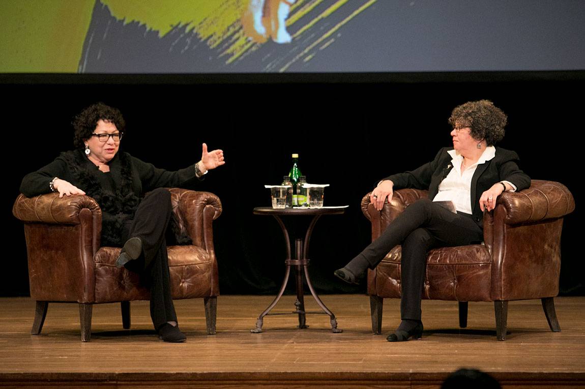 Adelante Tigres Conference: Sonia Sotomayor and University Trustee Margarita Rosa on stage at Alexander Hall