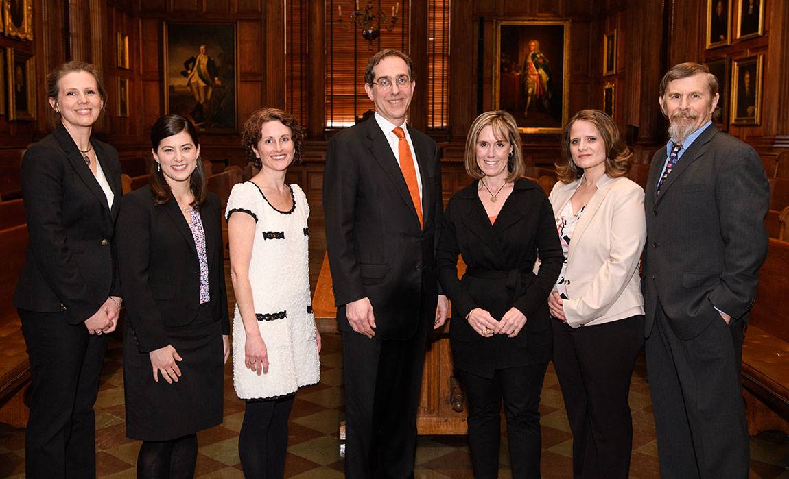 Princeton President Christopher L. Eisgruber, center, honors President's Achievement Award winners