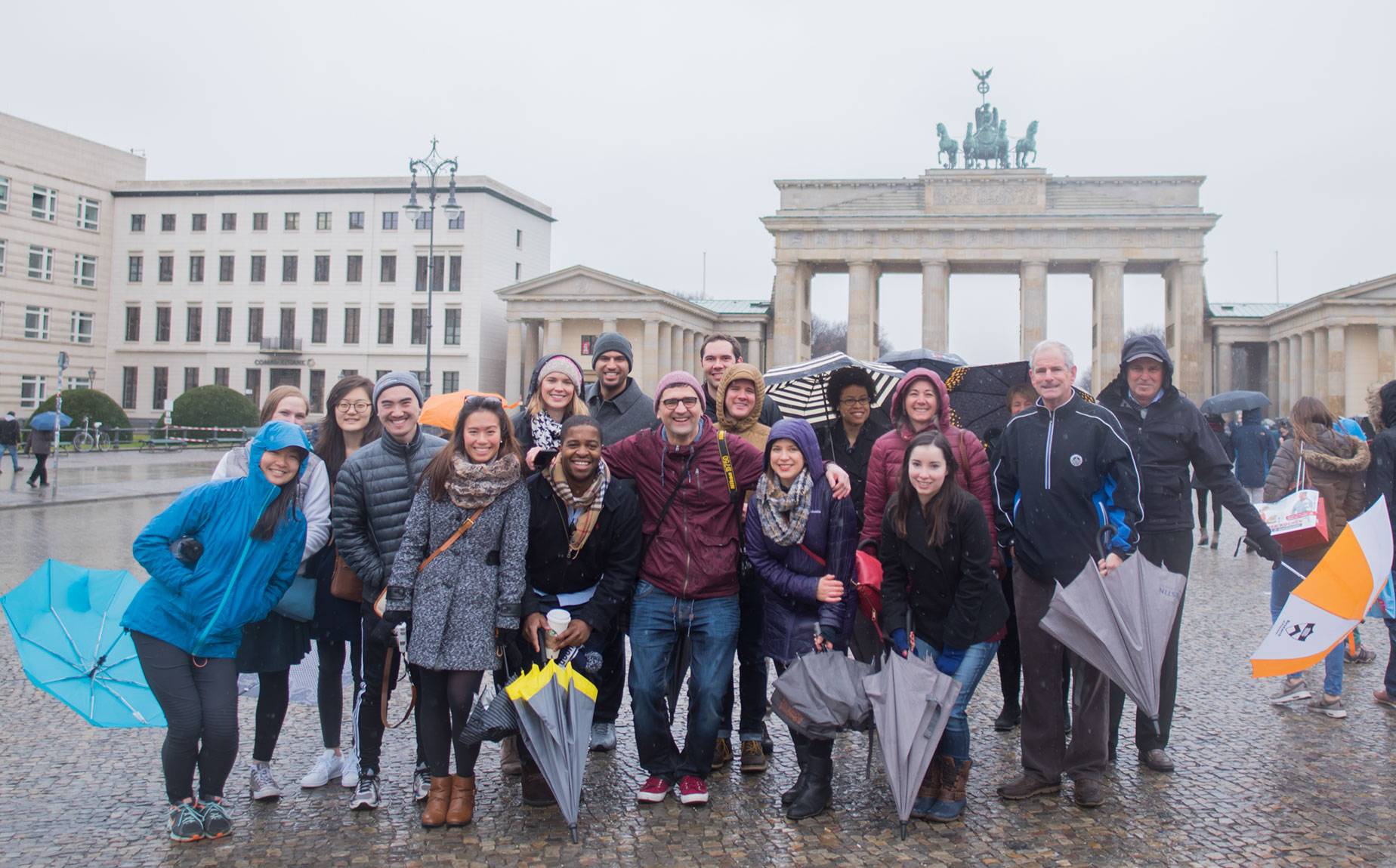 Princeton staff and students posing outside at the Princeton-Fung Global Forum in Berlin