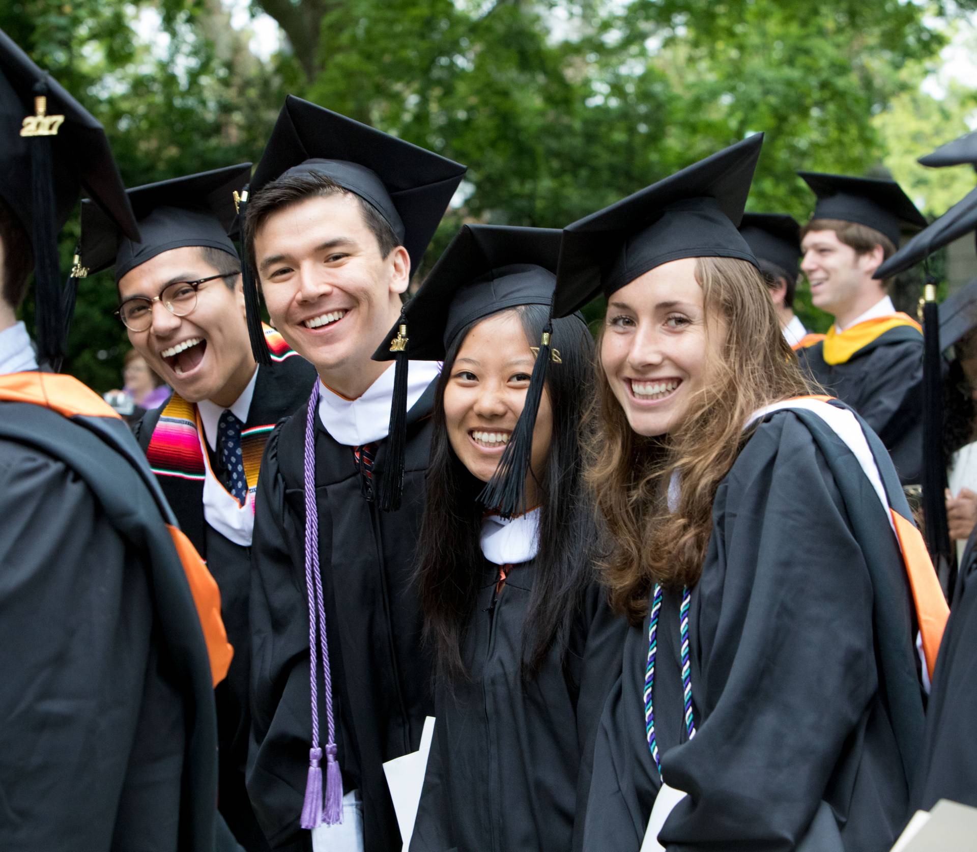 Students smiling during Commencement 2017 ceremony