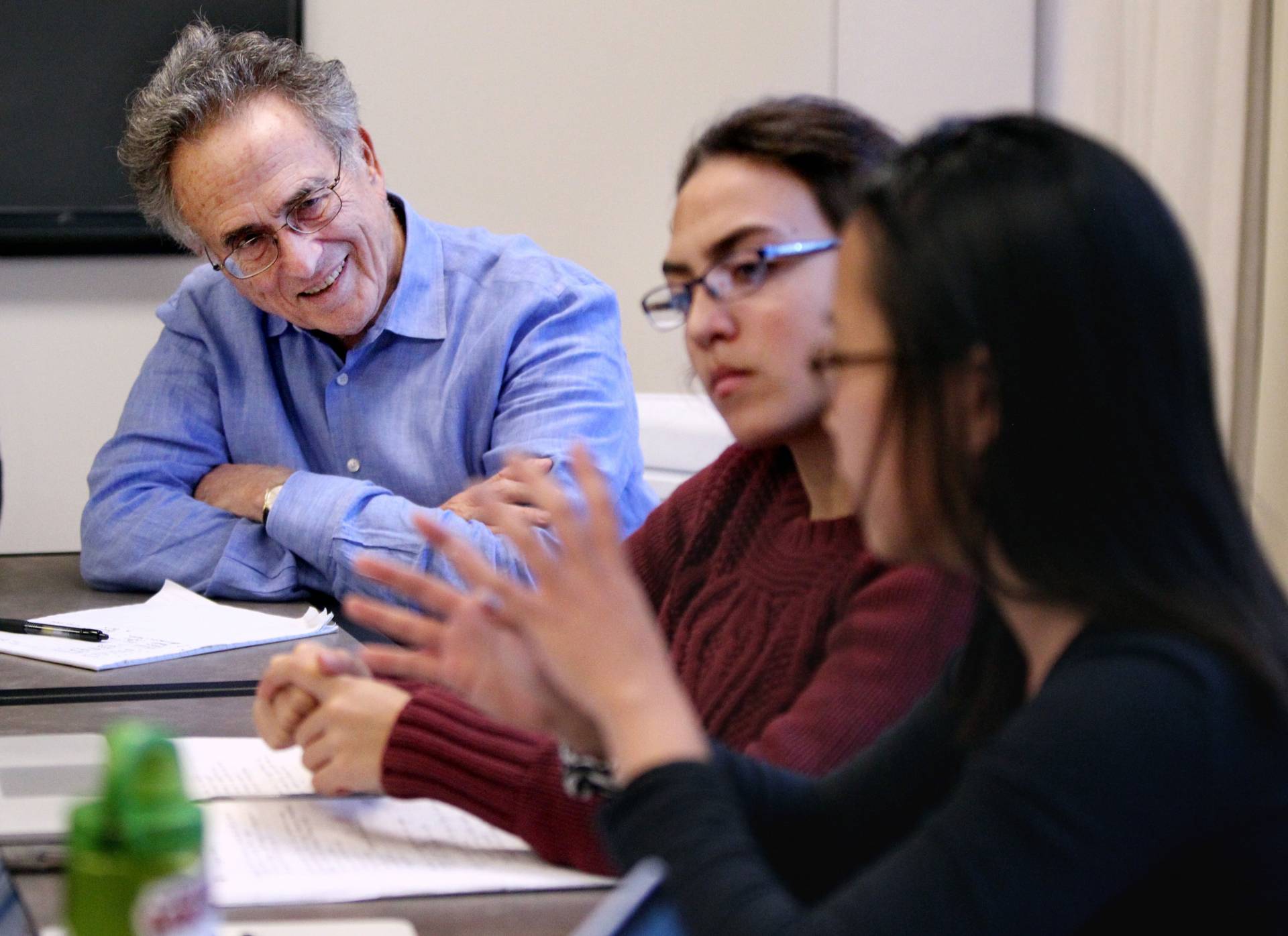 Robert Socolow with students in Freshman Seminar