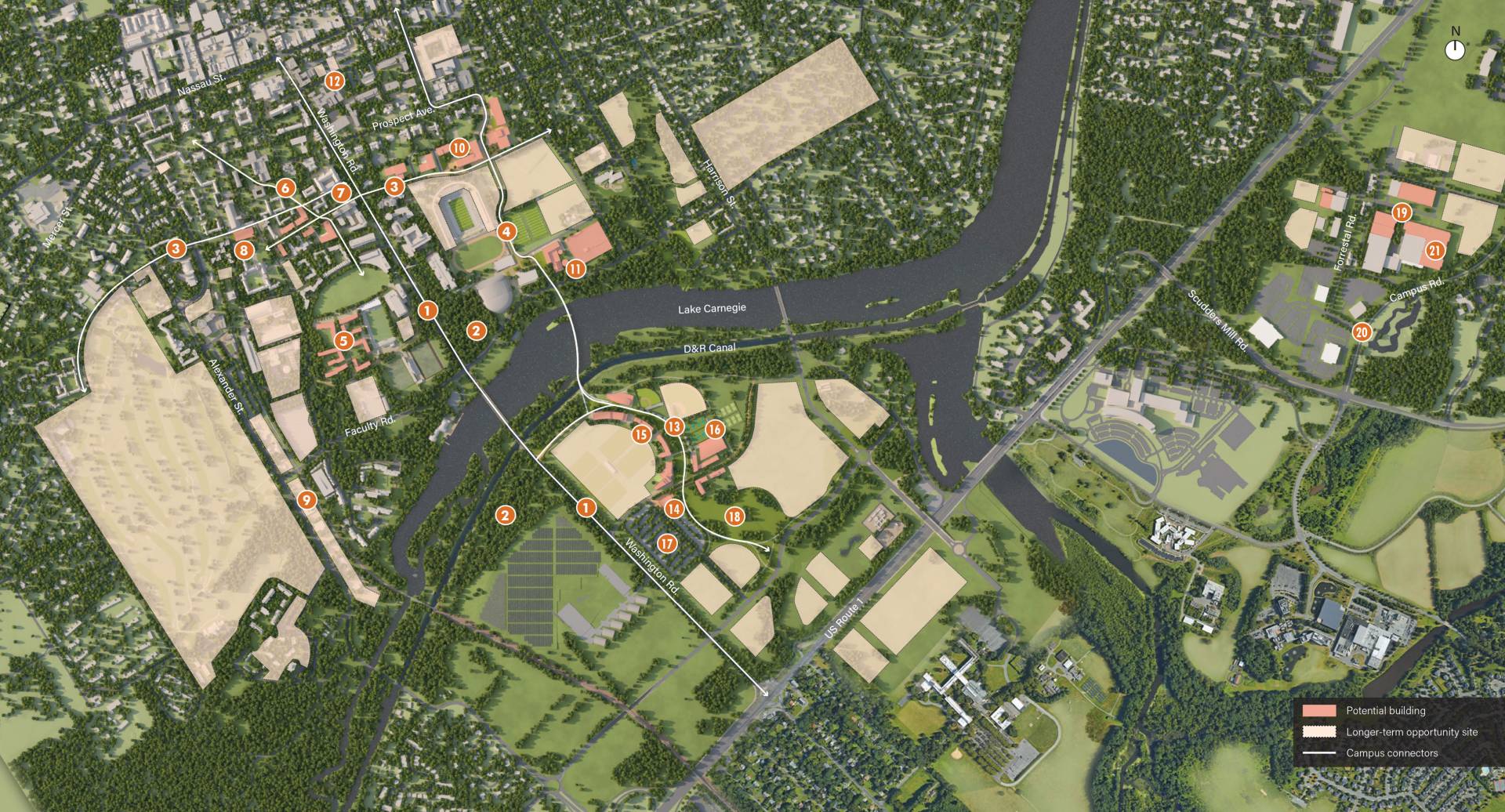 Map of potential projects in campus plan